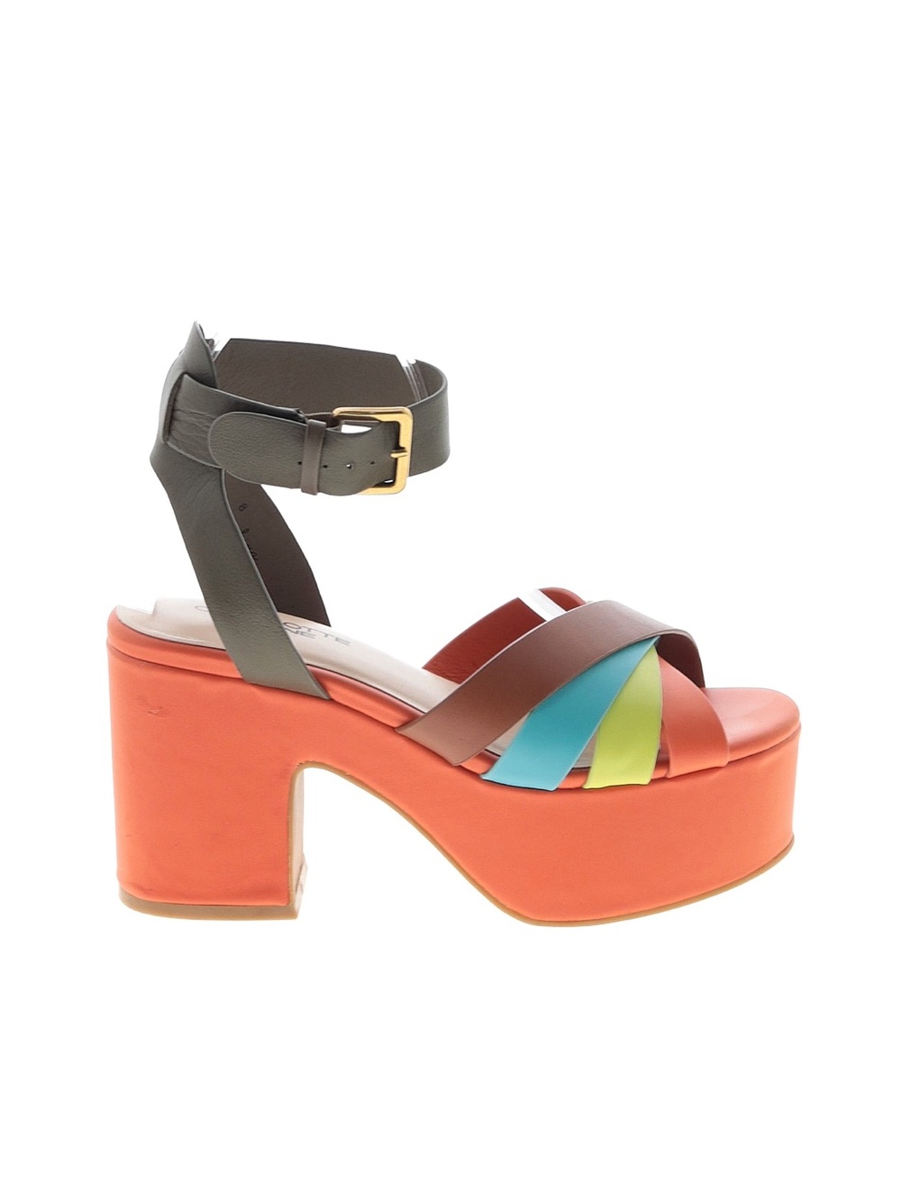 NWOB Charlotte Stone Rainbow Strap Colorblock Platform Sandals - Picture 2 of 6